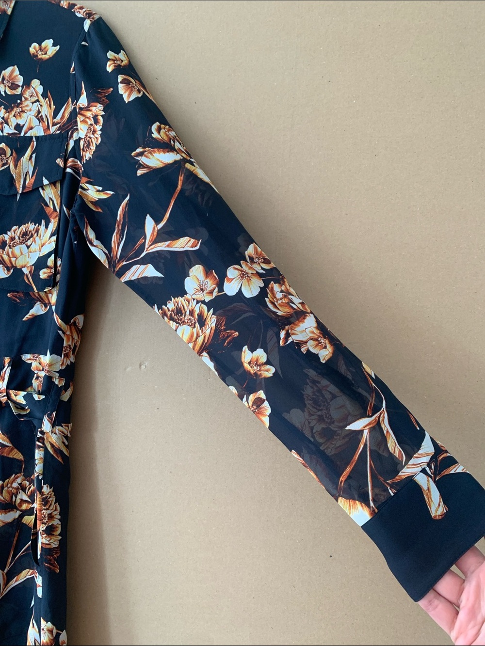 H&M Deep Navy Floral Tie-Waist Long Sleeve Overalls - Picture 3 of 9